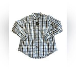 Pacific Outfitters Non-Iron Plaid Long Sleeve Men's Button Down Shirt SMALL